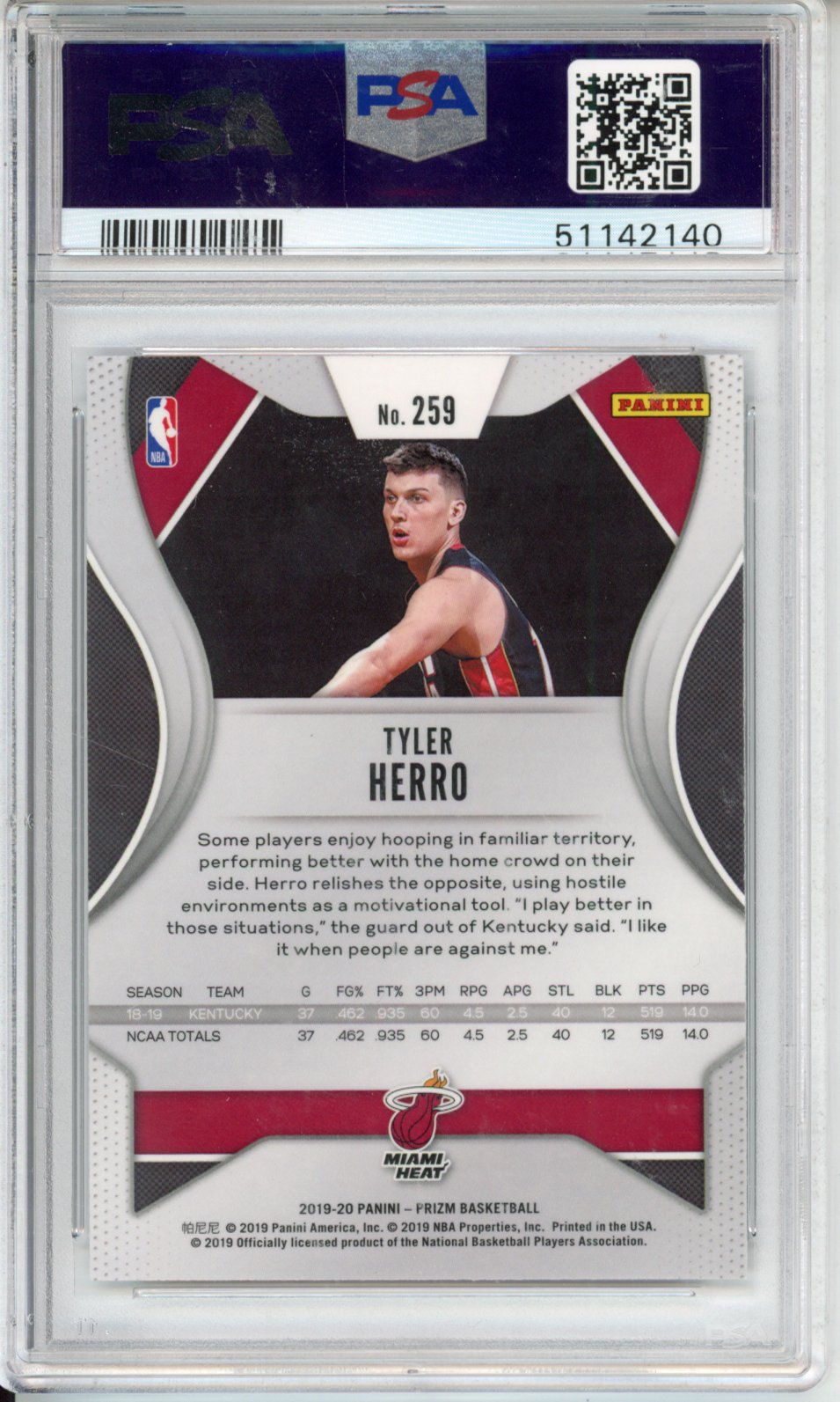 2019 Panini Prizm Tyler Herro #259 PSA 10