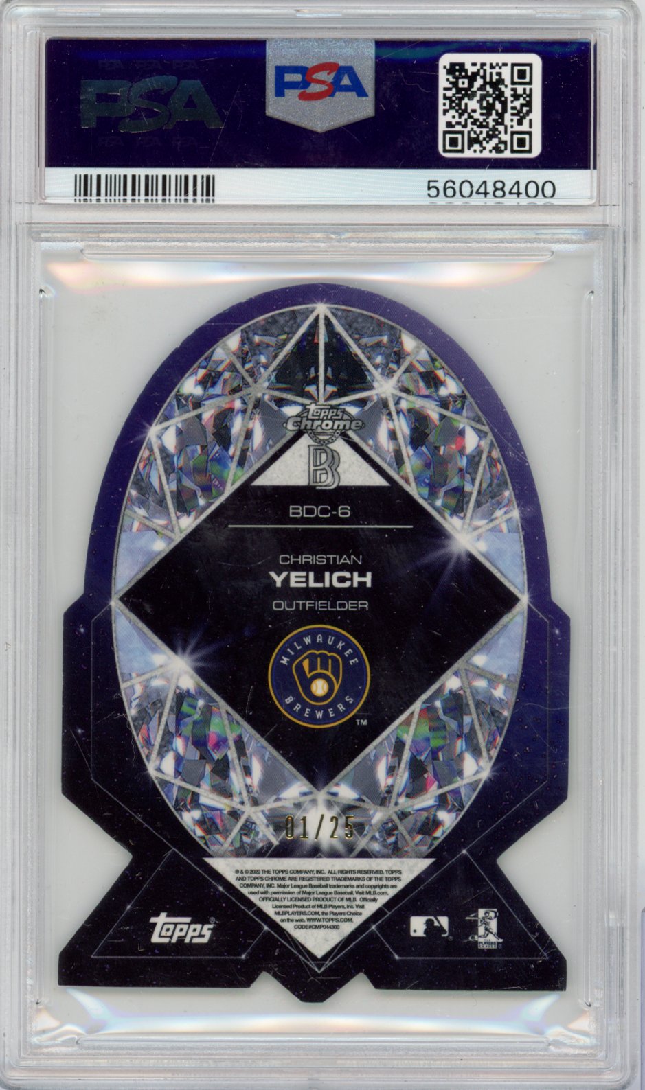 2020 Ben Baller Chrome Ben's Diamond Die-Cuts Christian Yelich Orange Refractor BDC6 English PSA 9