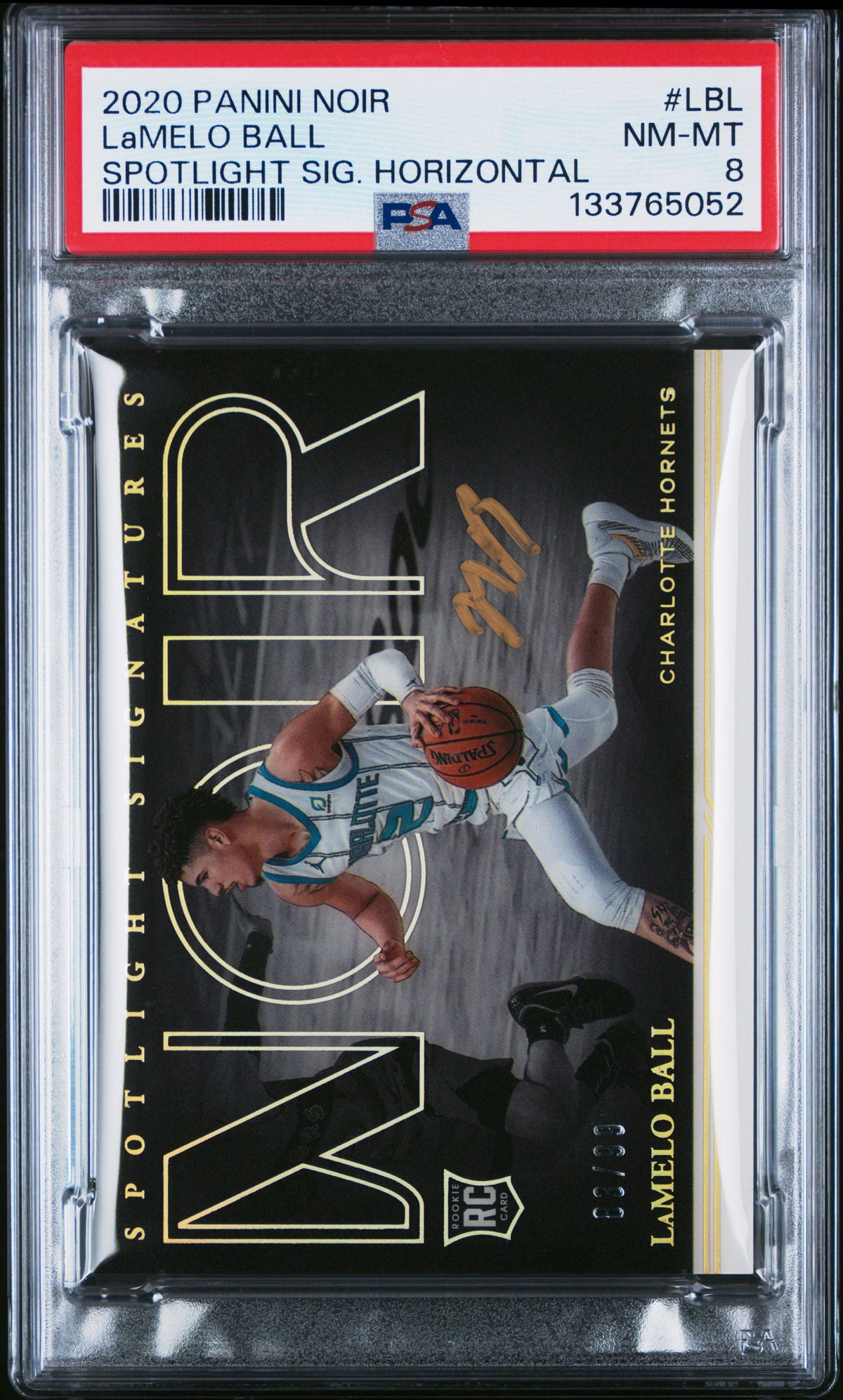 2020 Panini Spotlight Signatures Horizontal Lamelo Ball #LBL SIG. English PSA 8
