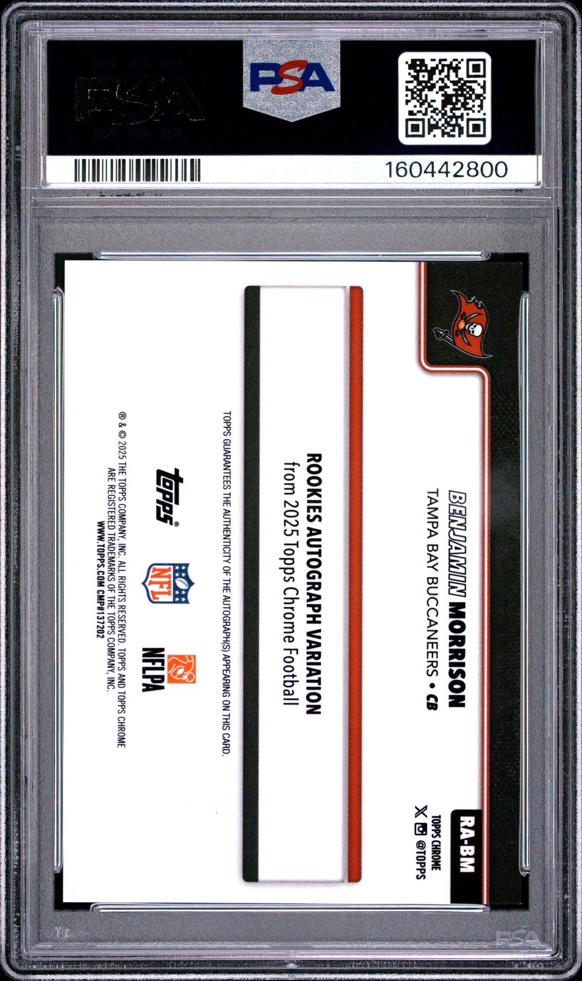 2025 Topps Chrome Rookies Autograph Benjamin Morrison Green Lava BM English PSA 9