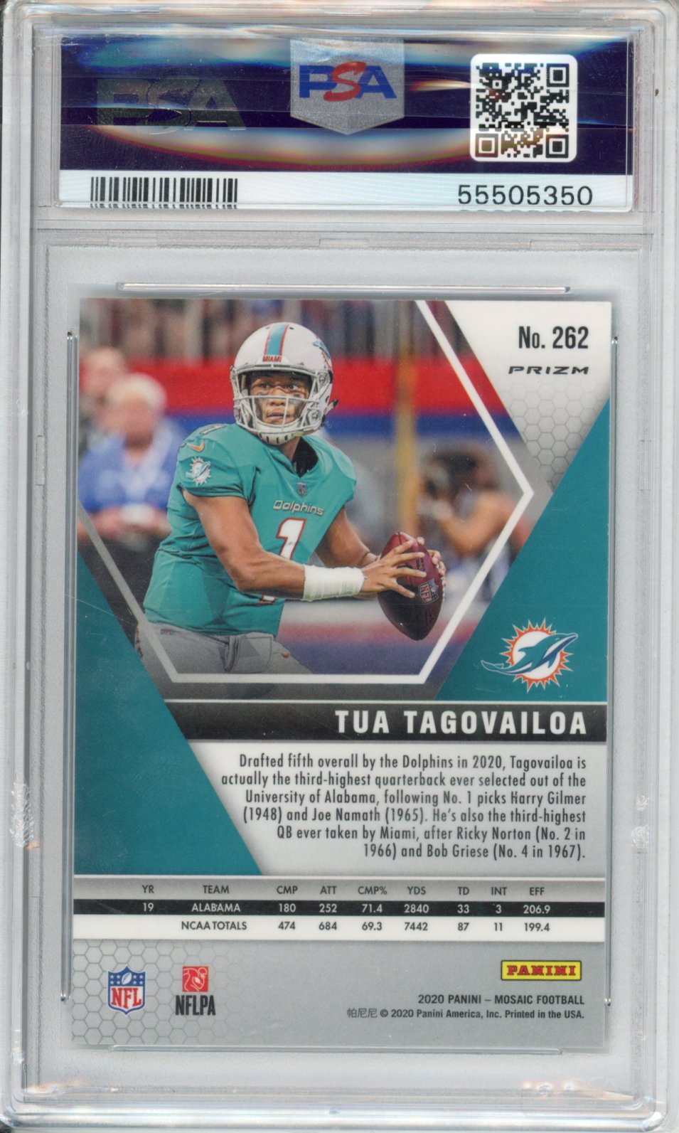 2020 Panini Mosaic Tua Tagovailoa #262 Green PSA 10