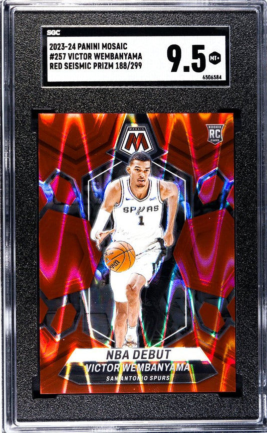 2023 Panini Mosaic Basketball Victor Wembanyama #257 Red Seismic English SGC 9.5