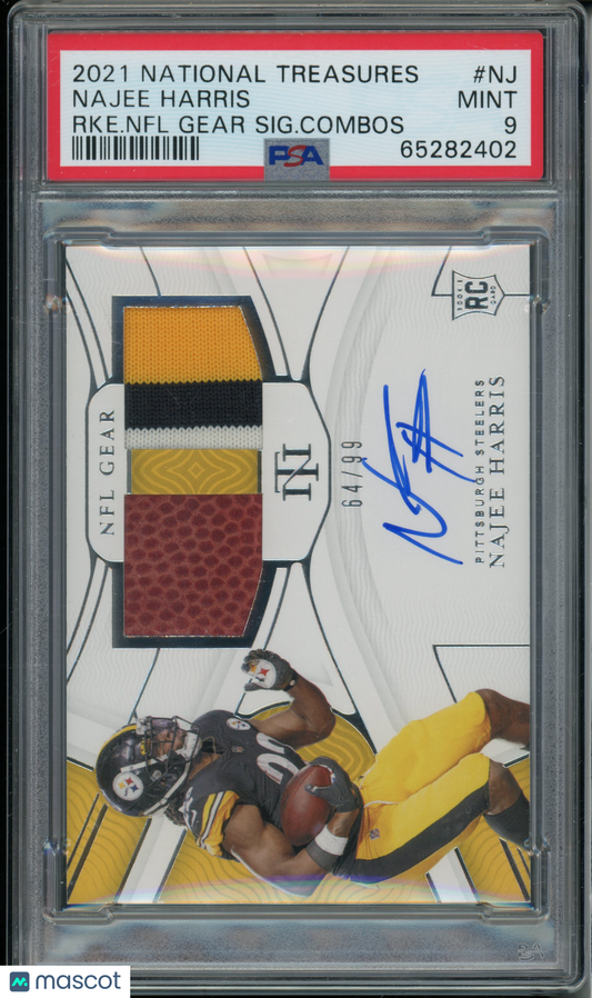 2021 National Treasures Najee Harris #NJ Rookie NFL Gear Auto Combos PSA 9 RPA