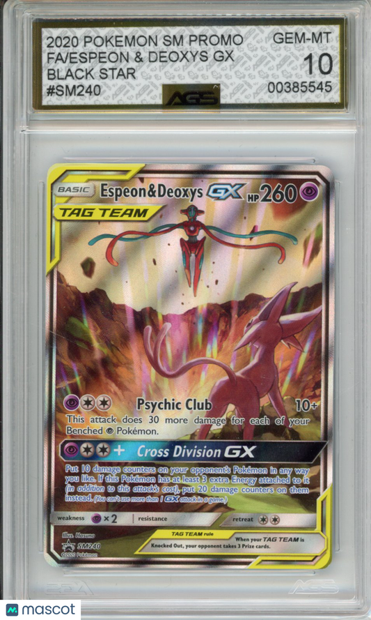 2016 Pokemon Sun & Moon Promos Espeon & Deoxys GX #240 AGS 10