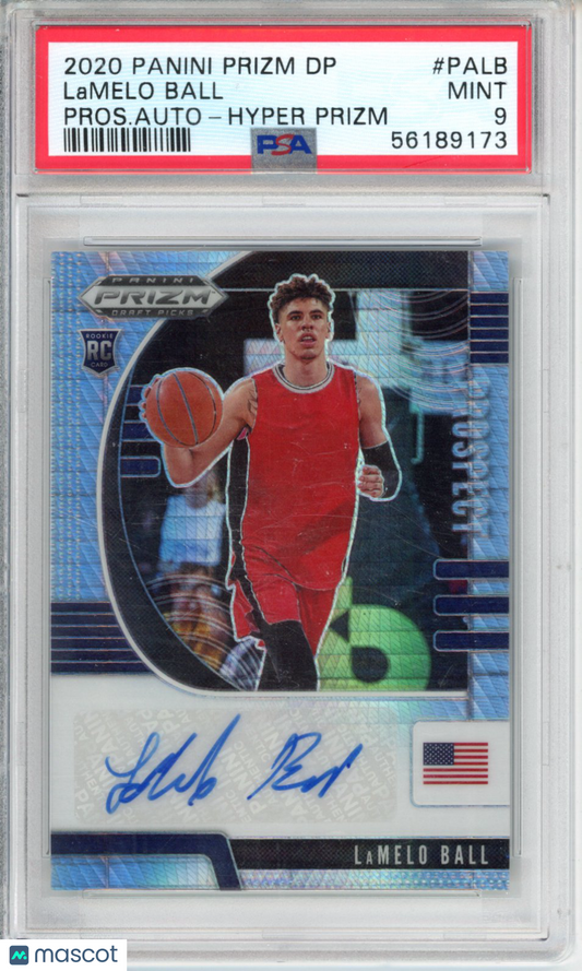 2020 Panini Prizm Draft Picks Prospect Auto Lamelo Ball #PALB Hyper PSA 9
