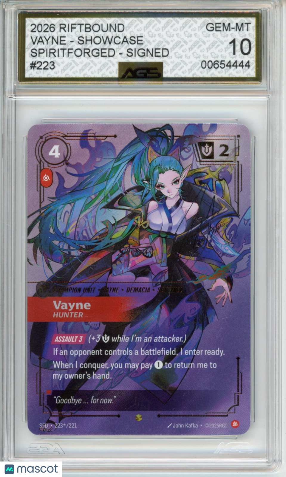 2026 RIFTBOUND Spiritforged VANYE #223 AGS 10
