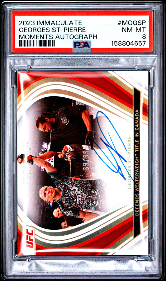 2023 Panini Immaculate UFC Moments Autographs Georges St-Pierre MOGSP PSA 8