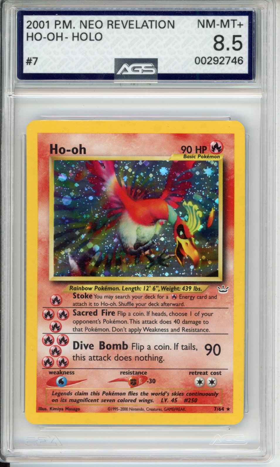 2001 Neo Revelation Ho-oh #7 AGS 8.5