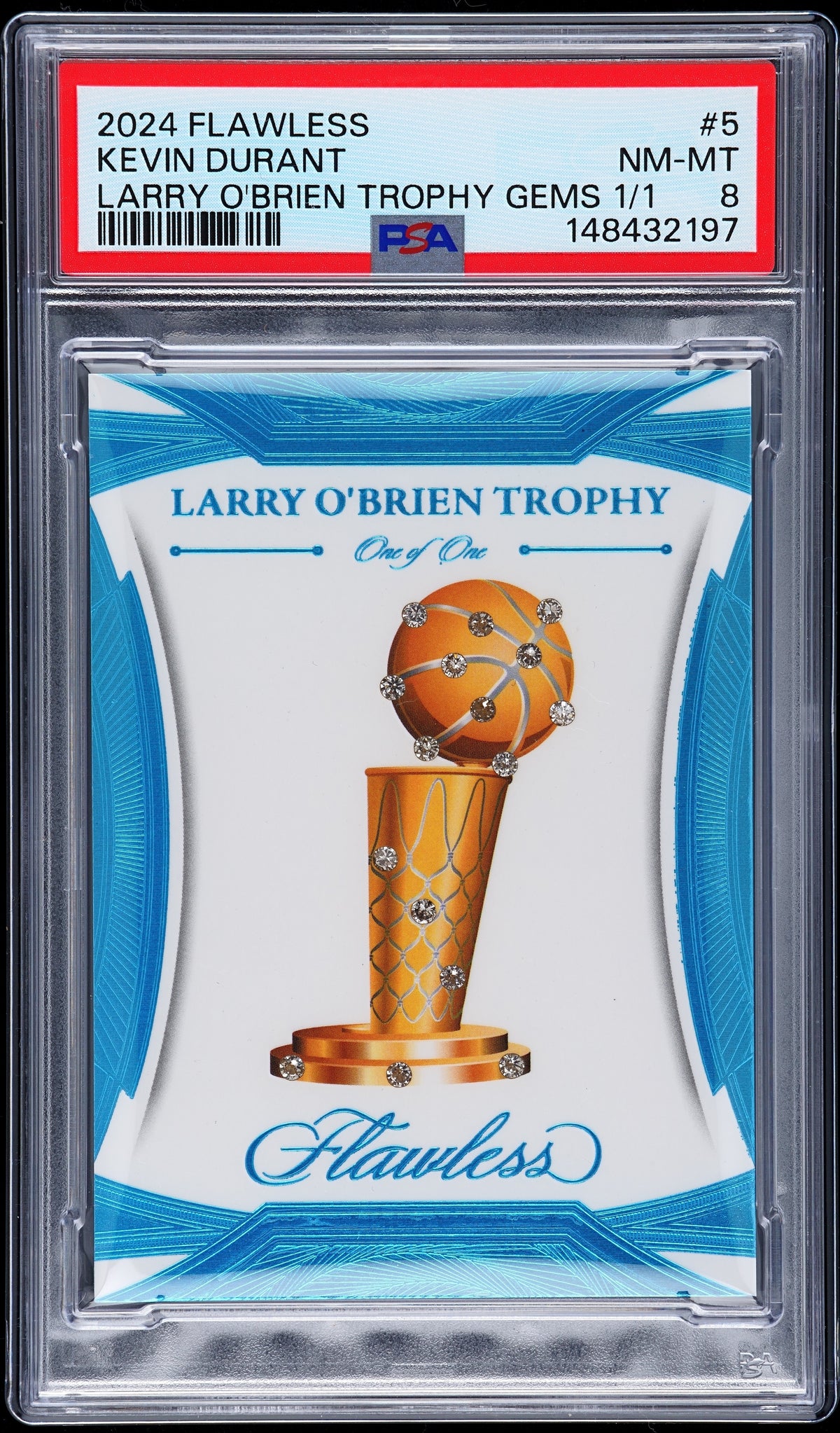 2024 Panini Flawless Basketball Kevin Durant #5 Flawless Larry O'Brien Trophy Gems English PSA 8