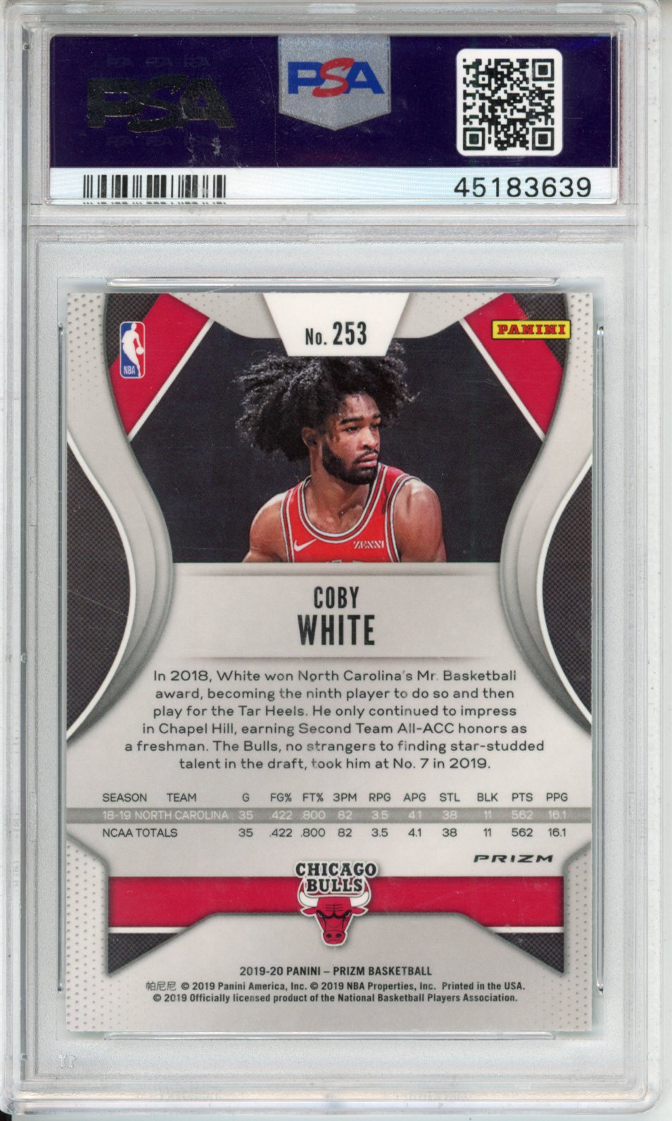 2019 Panini Prizm Coby White #253 Green PSA 10