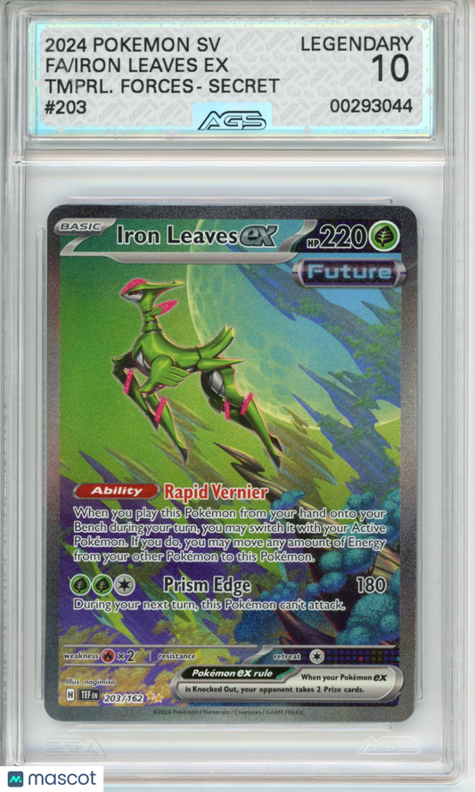 2024 Pokemon Temporal Forces Iron Leaves EX #203 legendary AGS 10