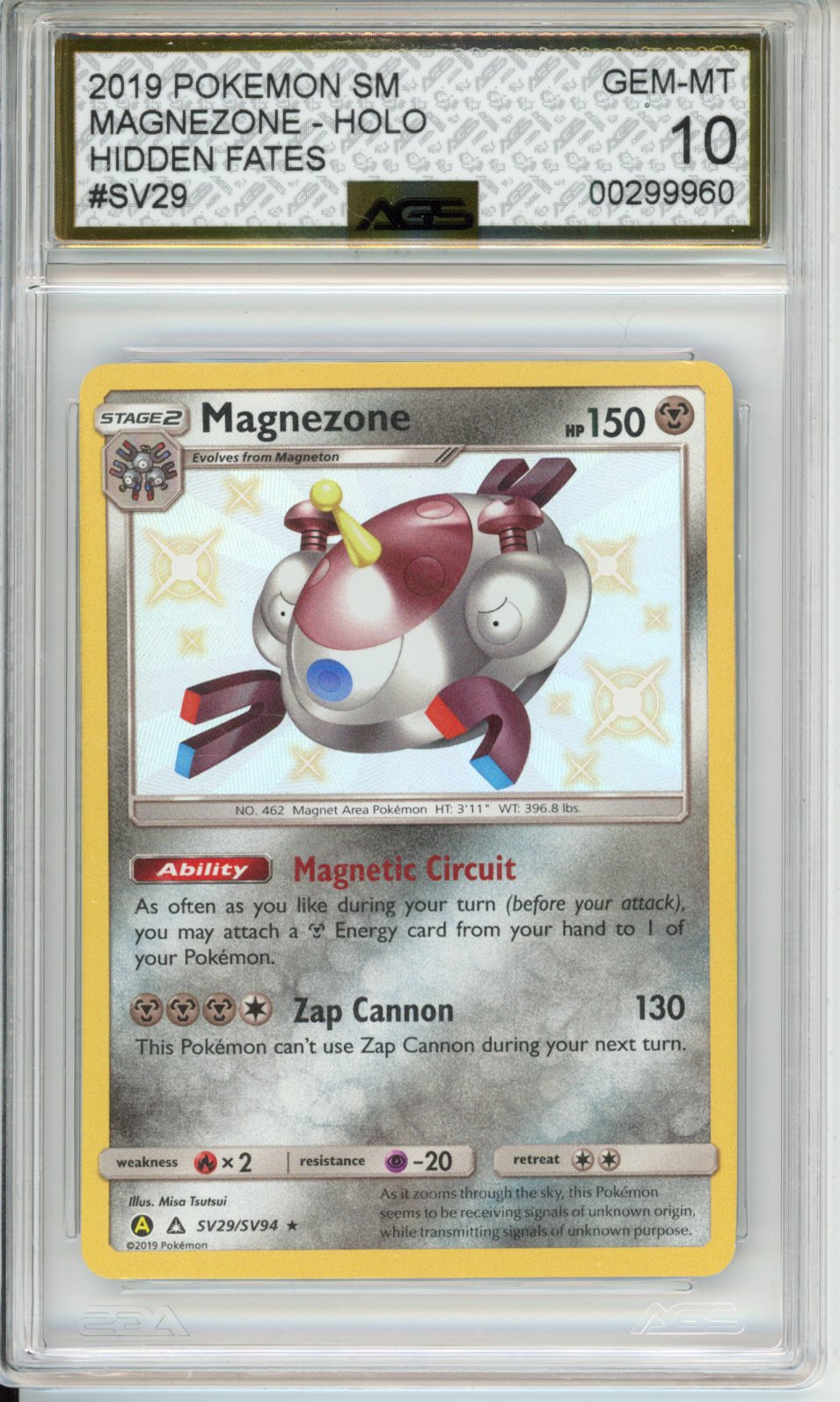 2019 Hidden Fates Magnezone #SV29 AGS 10