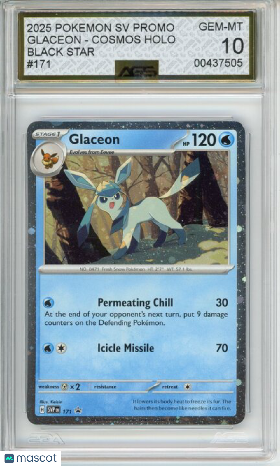 2025 Pokemon SV Glaceon` #171 Black Star AGS 10