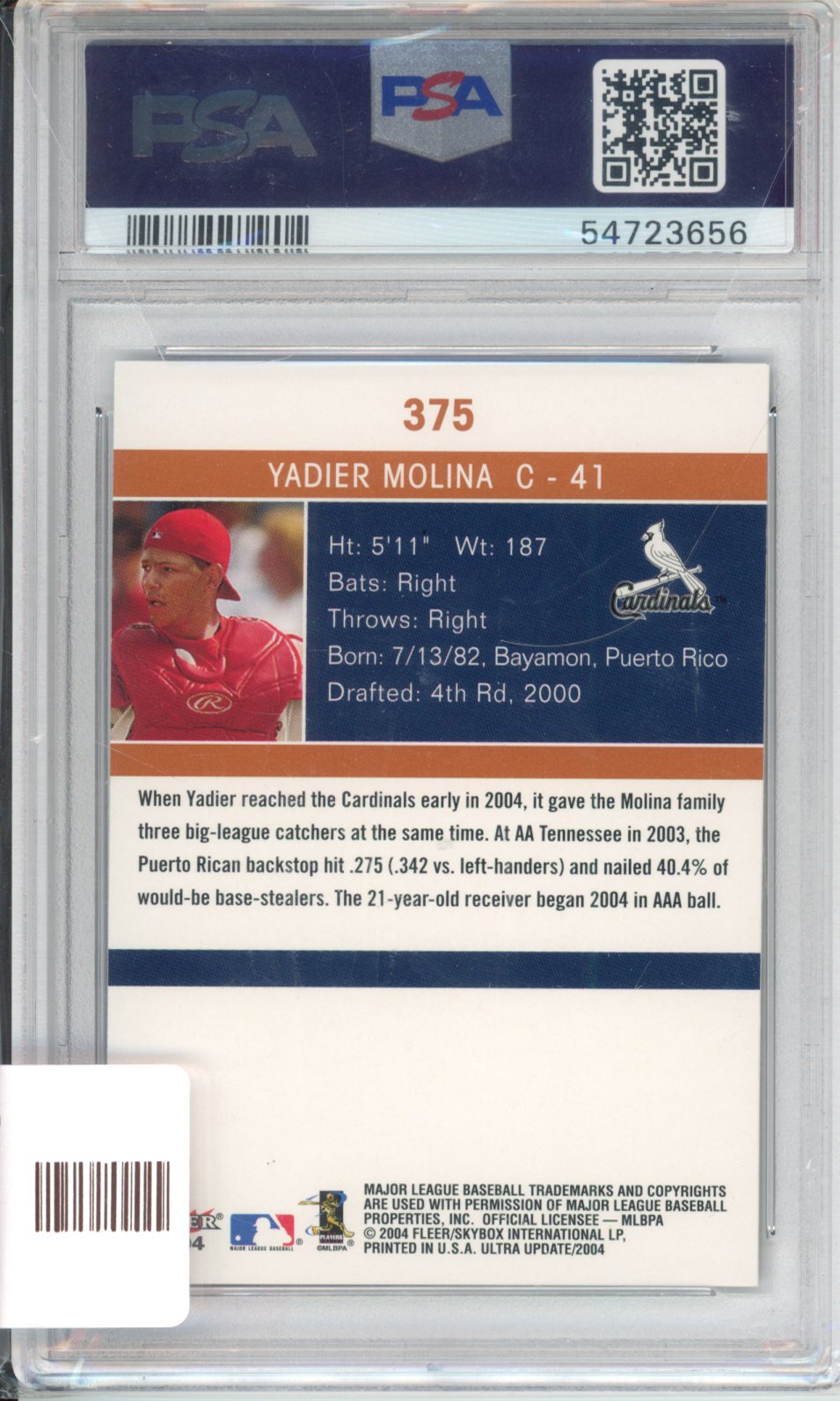 2004 Ultra Yadier Molina #375 PSA 10