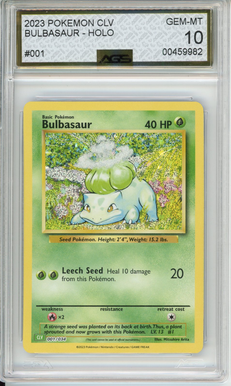 2023 Trading Card Game Classic Venusaur & Lugia ex Deck Bulbasaur #001 English AGS 10