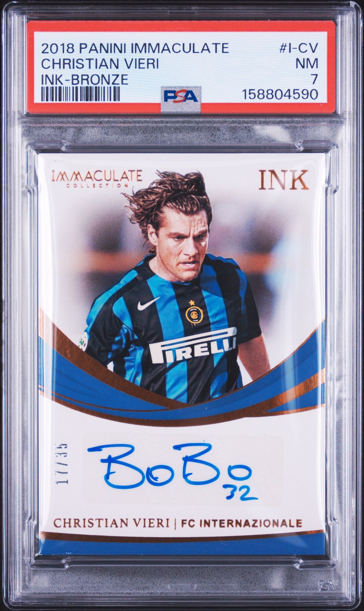 Panini 2018-19 Immaculate Collection Ink Christian Vieri Bronze I-CV English PSA 7