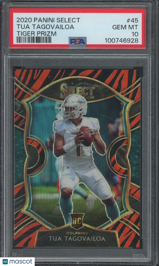 2020 Panini Select Tua Tagovailoa #45 Tiger Prizm PSA 10