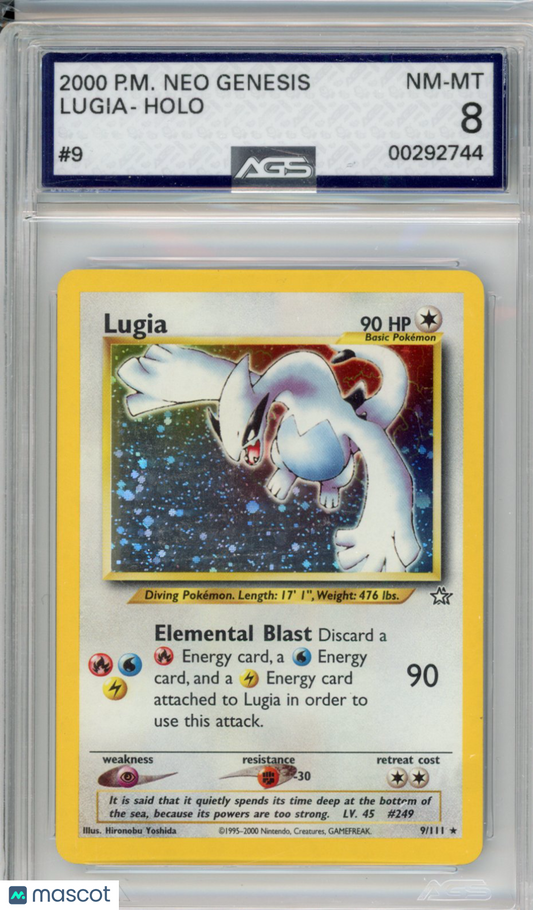 2000 Pokemon Neo Genesis Lugia #009 AGS 8