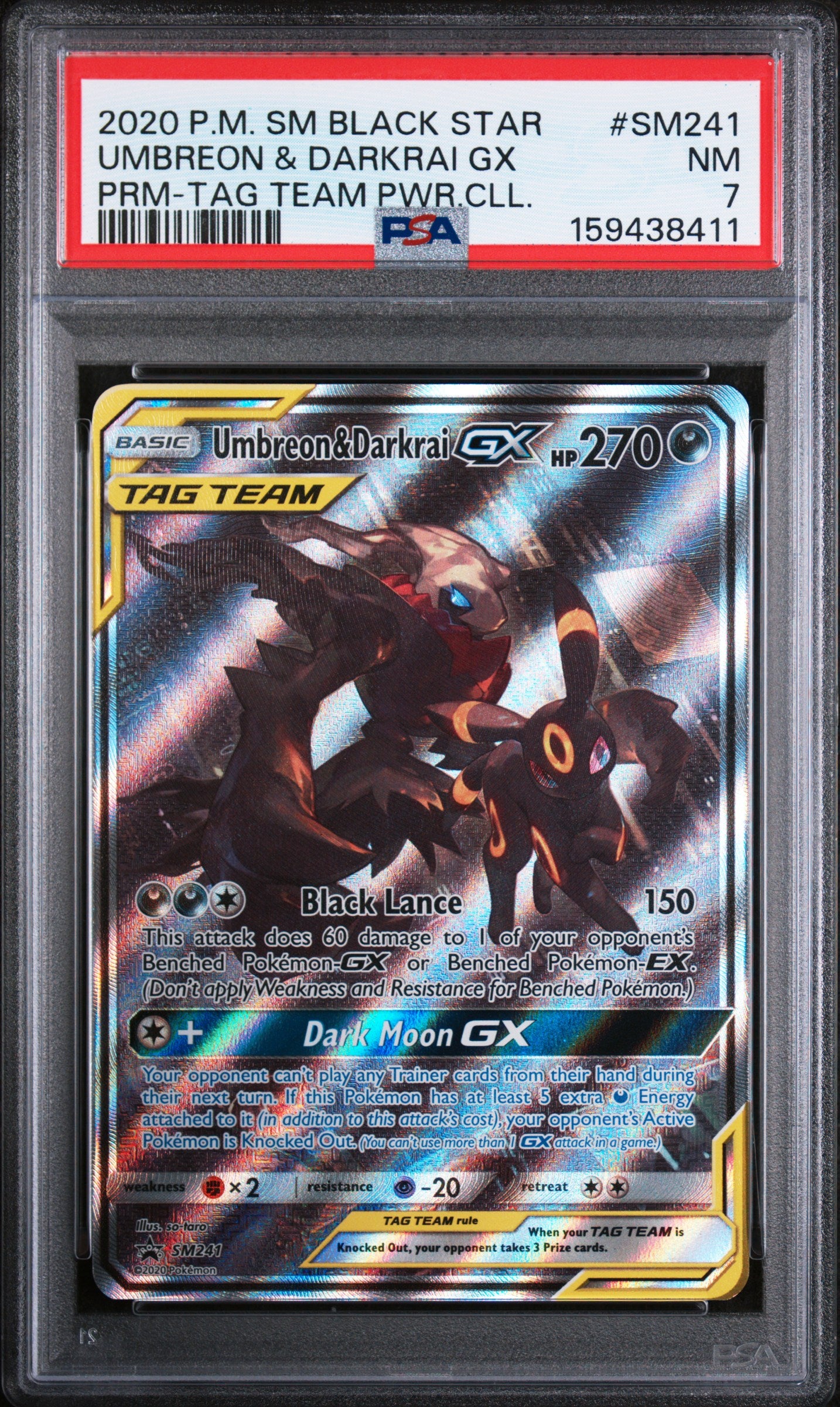 2020 Pokemon Sun & Moon Black Star Promo Umbreon & Darkrai #SM241 Base English PSA 7