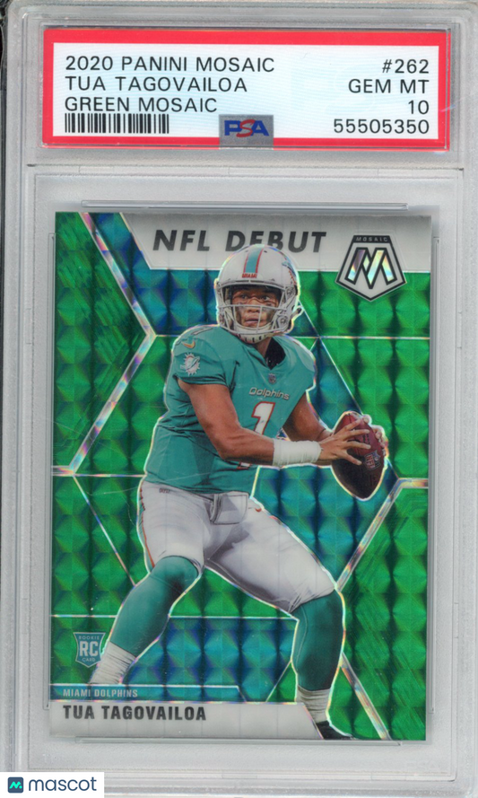 2020 Panini Mosaic Tua Tagovailoa #262 Green PSA 10
