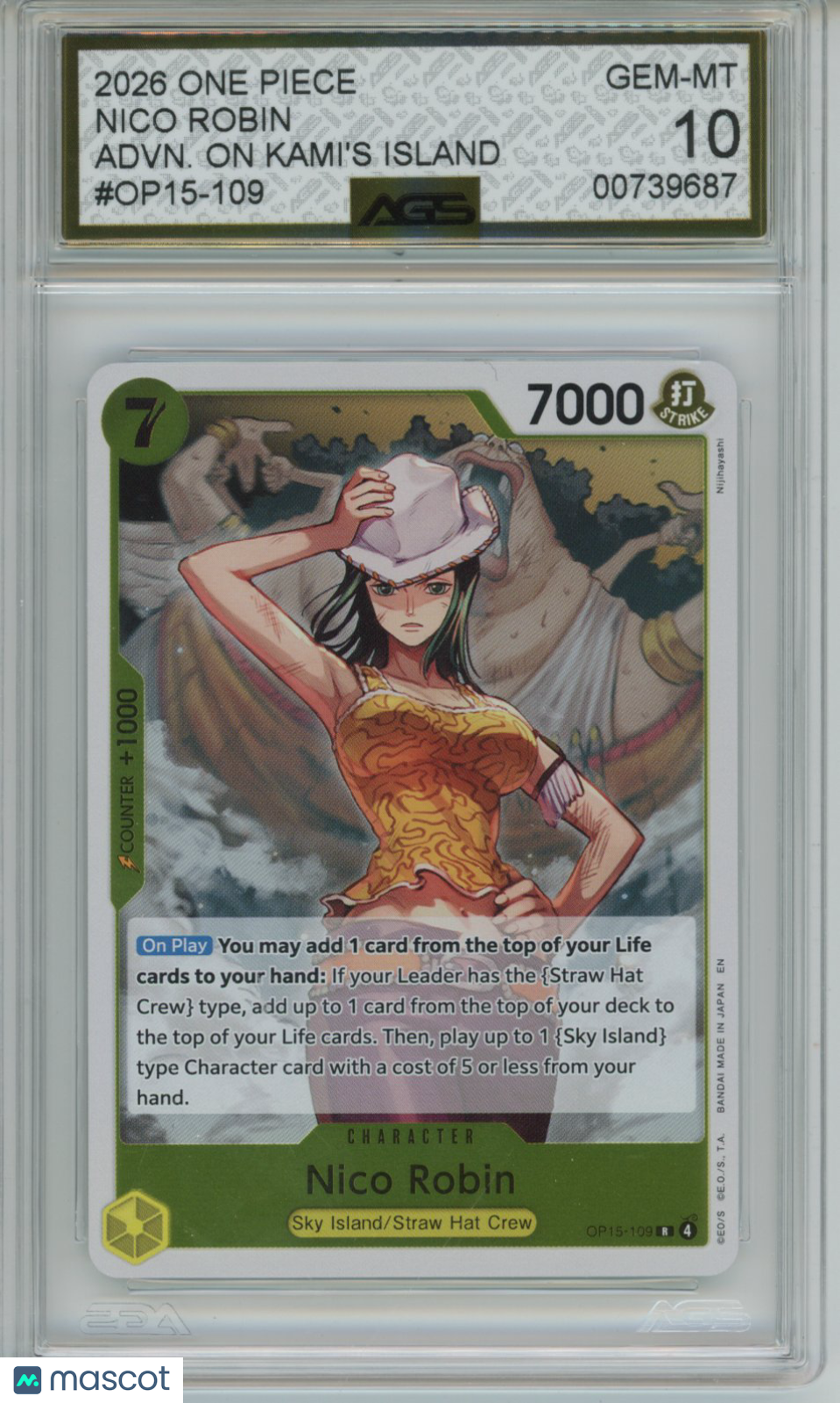 2026 One Piece ADVENTURE ON KAMI'S ISLAND NICO ROBIN OP15-109 AGS 10