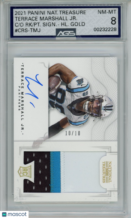 2022 Football 2021 Panini National Treasures Terrace Marshall Jr. #CRS-TMJ /10 AGS 8