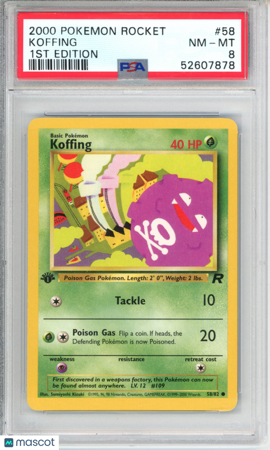 2000 Pokemon Rocket Koffing #58 1ST Edition PSA 8