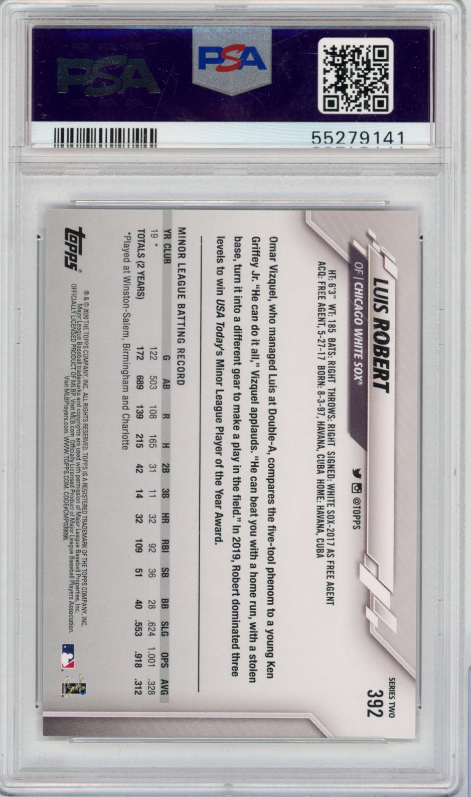 2020 Topps Baseball Luis Robert #392 English PSA 10