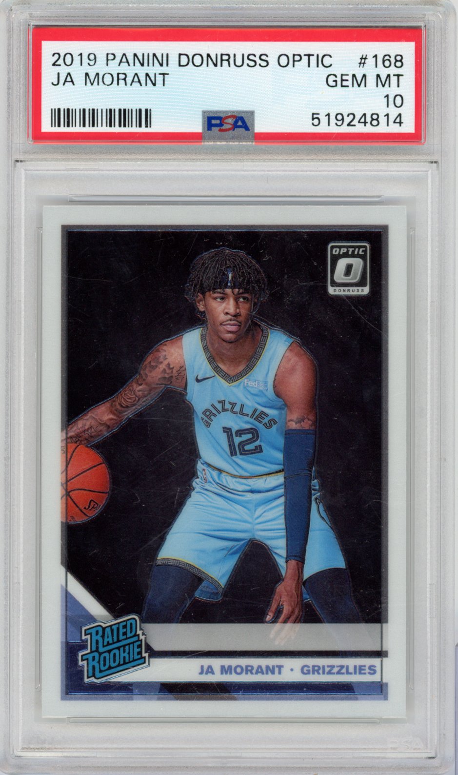 2019 Panini Donruss Optic Basketball Ja Morant #168 Ja Morant Donruss Optic English PSA 10
