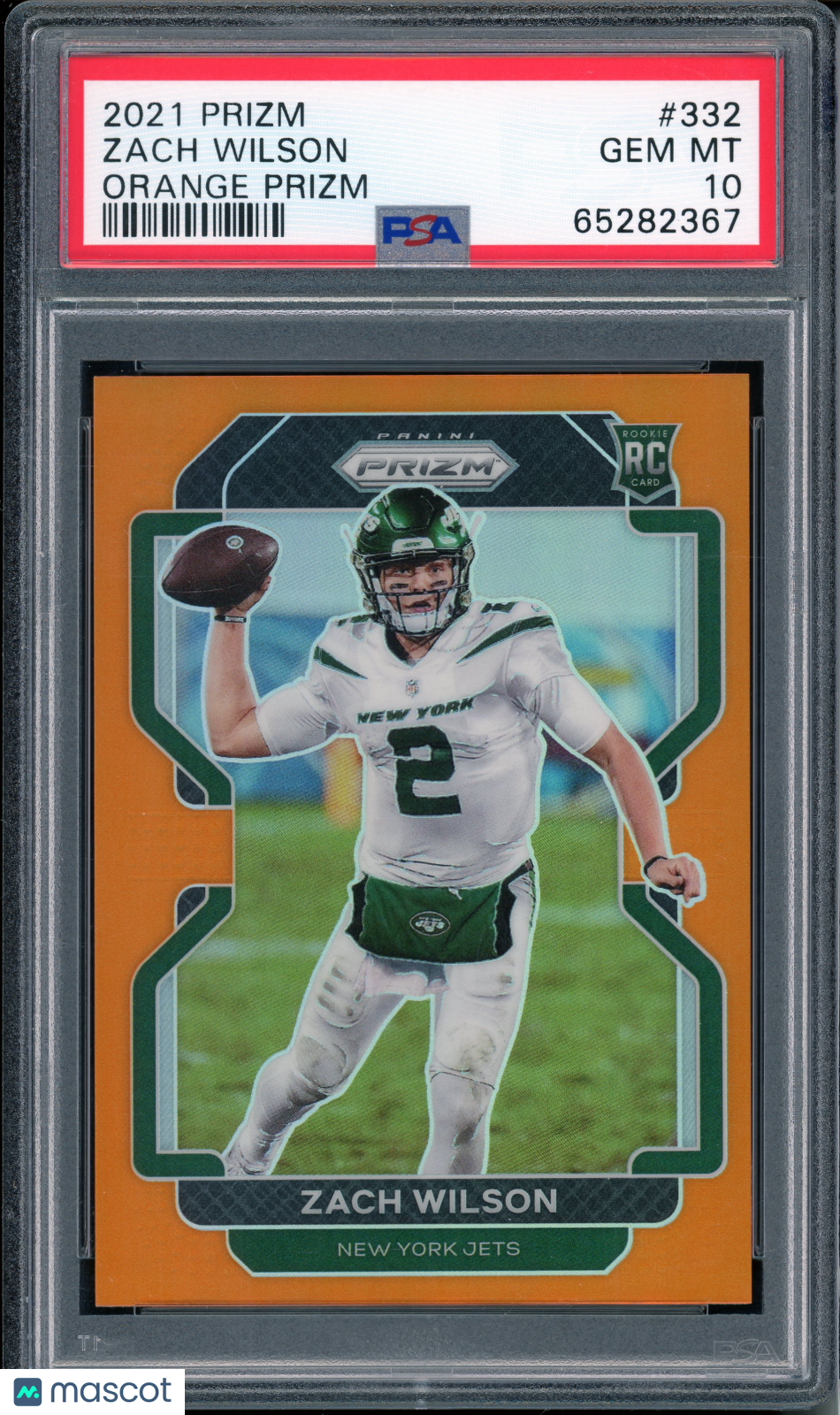 2021 Panini Prizm Zach Wilson #332 Orange Prizm PSA 10