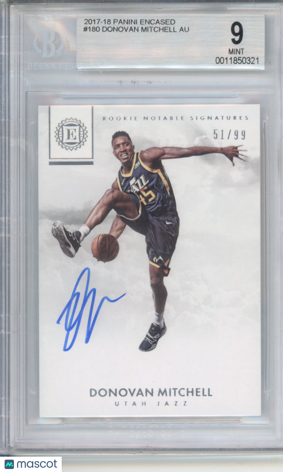2017 Panini Encased Donovan Mitchell #180 BGS 9 Auto 10