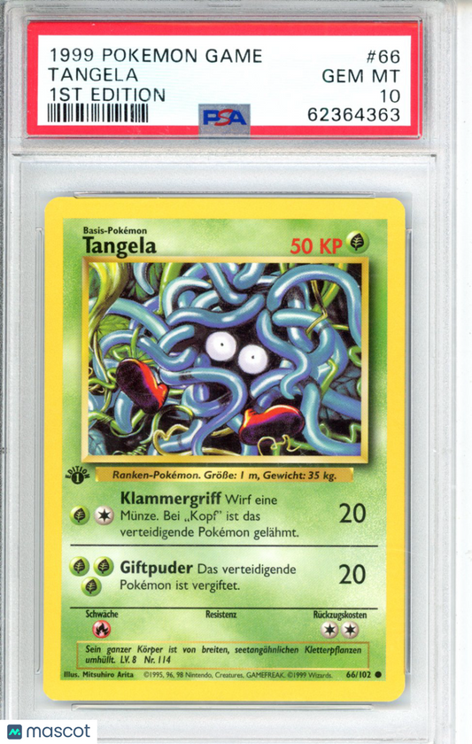 1999 Pokemon Game Tangela #66 1st Edition PSA 10