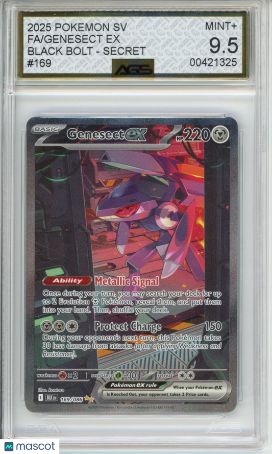2025 Pokemon BLACK BOLT GENESECT EX #169 AGS 9.5
