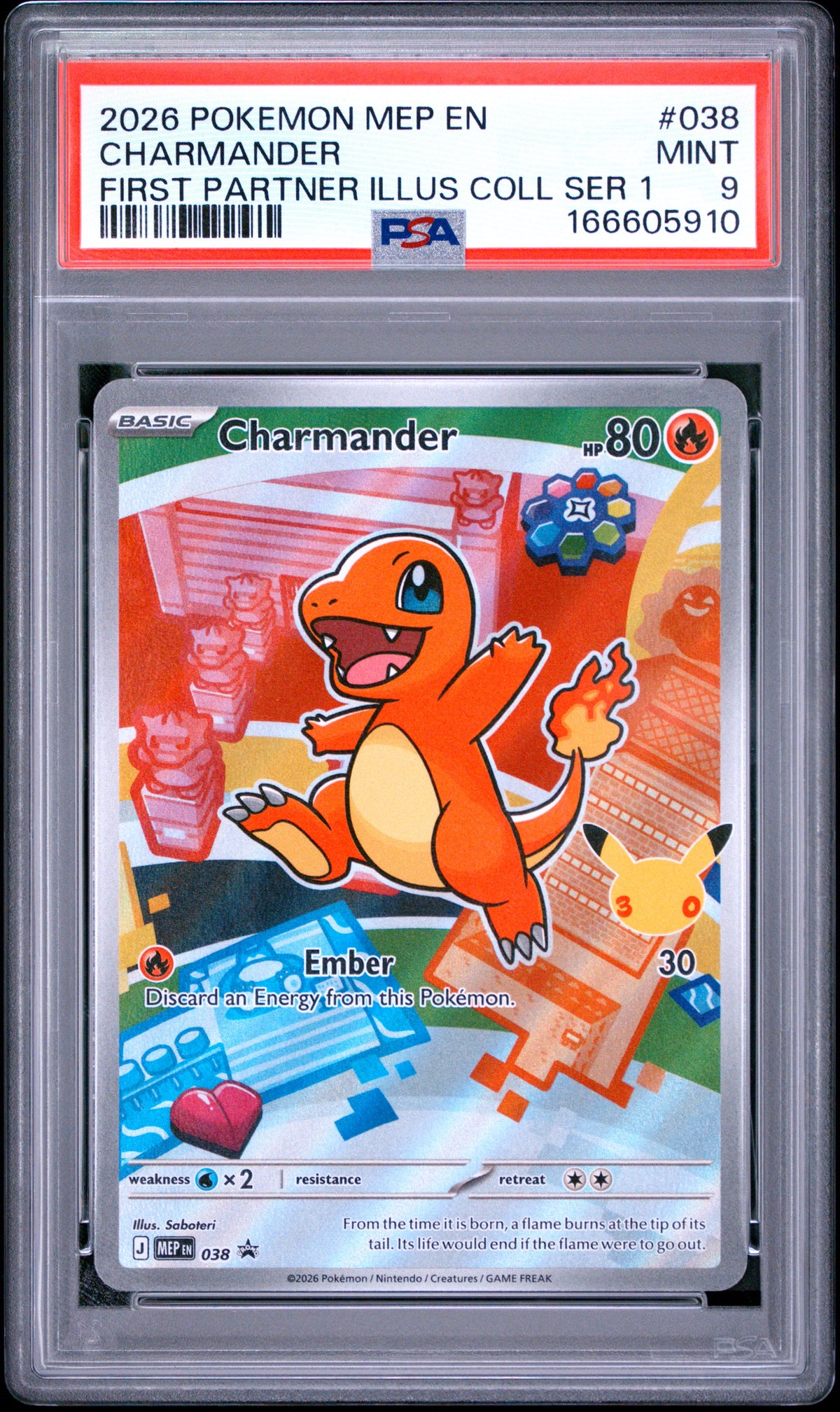 2026 Pokemon Mep EN-Me Black Star Promo Charmander First Partner Illustration Collection Series 1 038 English PSA 9