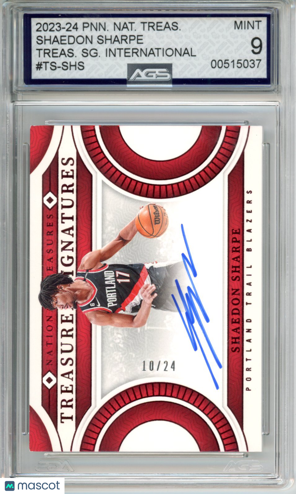2025 Basketball 2023-24 Panini National Treasures SHAEDON SHARPE #TS-SHS AGS 9