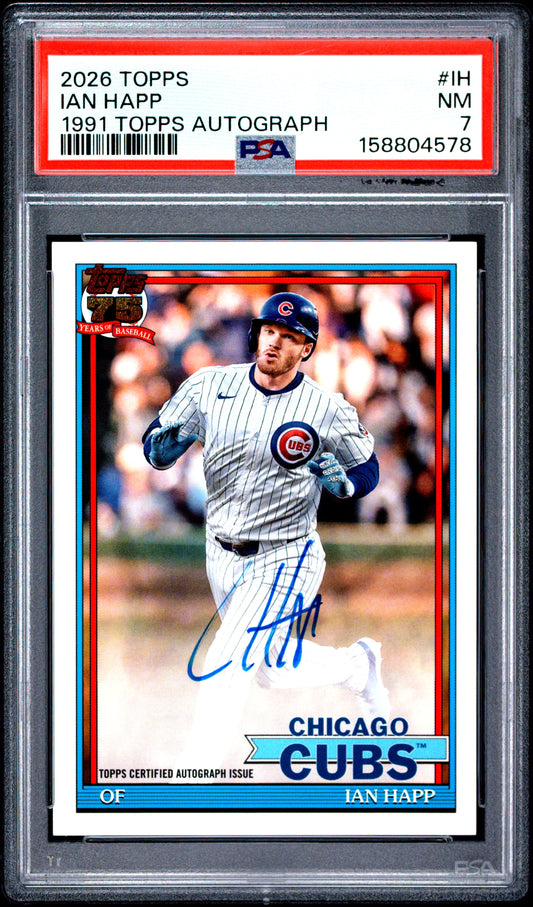 2026 Topps 1991 Baseball Autographs Ian Happ IH English PSA 7