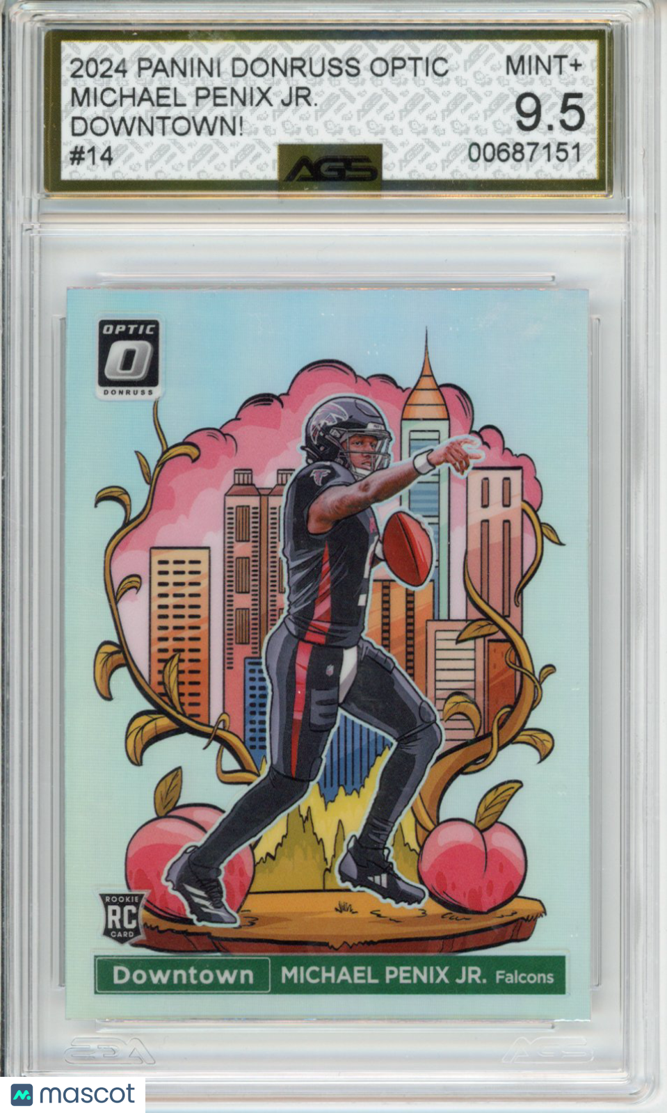 2025 Football 2024 PANINI DONRUSS OPTIC Michael Penix Jr. #014 DOWNTOWN! AGS 9.5