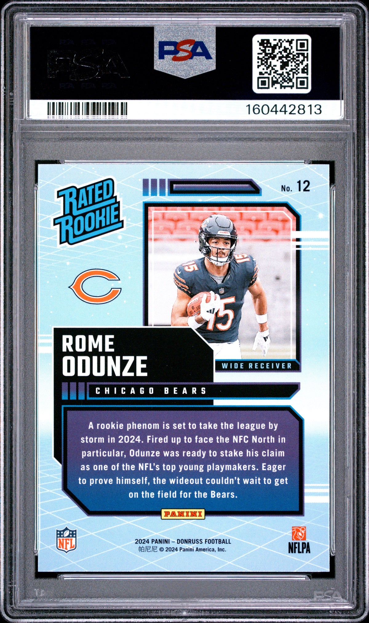 2024 Panini Donruss Football Rome Odunze #12 Donruss Rated Rookies Retro English PSA 8