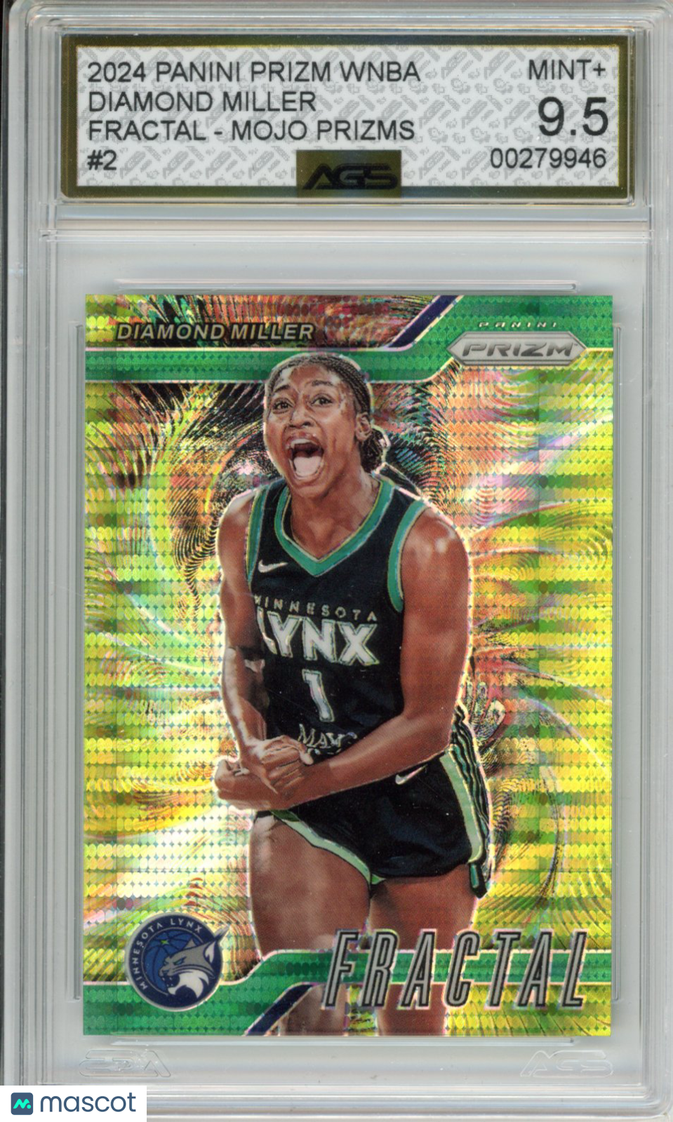 2024 Panini PRIZM WNBA DIAMOND MILLER #002 Fractal - Mojo prizms /25 AGS 9.5