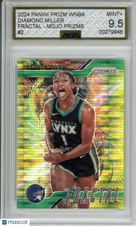 2024 Panini PRIZM WNBA DIAMOND MILLER #002 Fractal - Mojo prizms /25 AGS 9.5