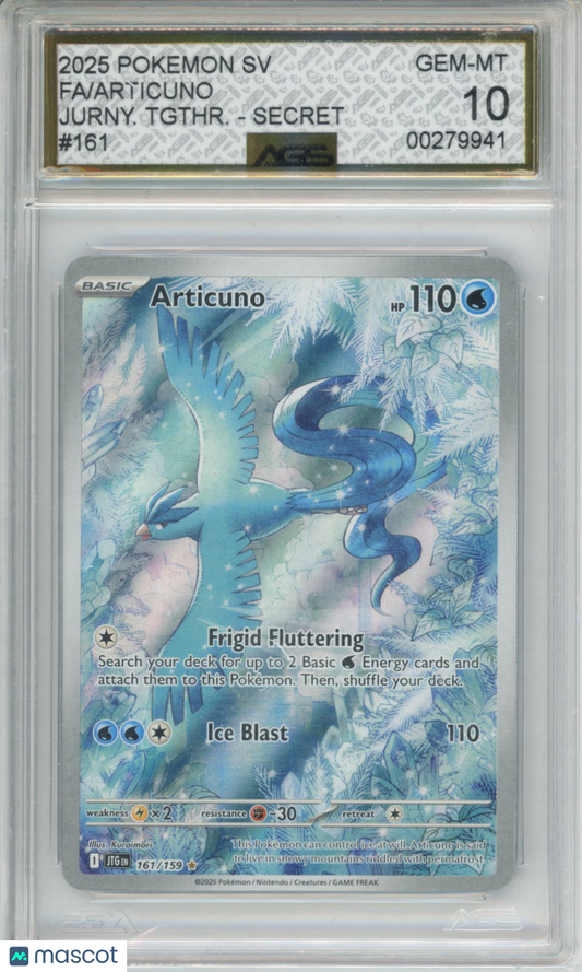 2025 Pokemon JOURNEY TOGETHER ARTICUNO #161 Illustration Rare AGS 10
