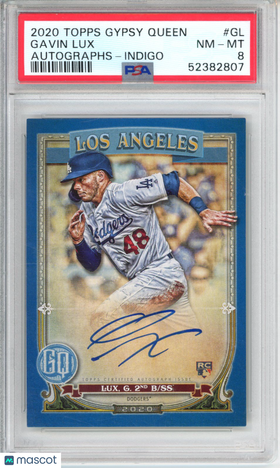 2020 Topps Gypsy Queen Autographs Gavin Lux #GL Indigo PSA 8