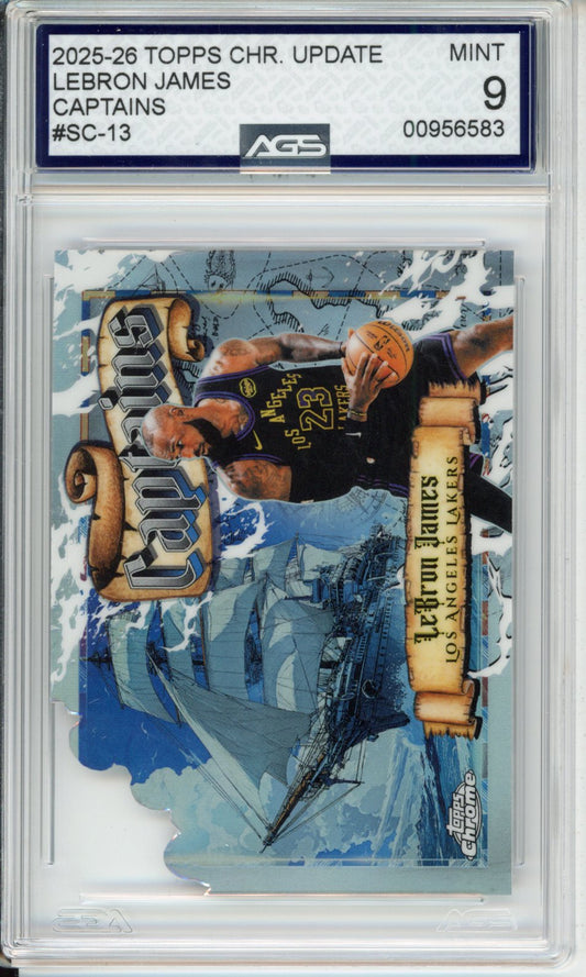 Topps 2025-26 CHROME UPDATE LEBRON JAMES #SC-13 CAPTAINS English AGS 9