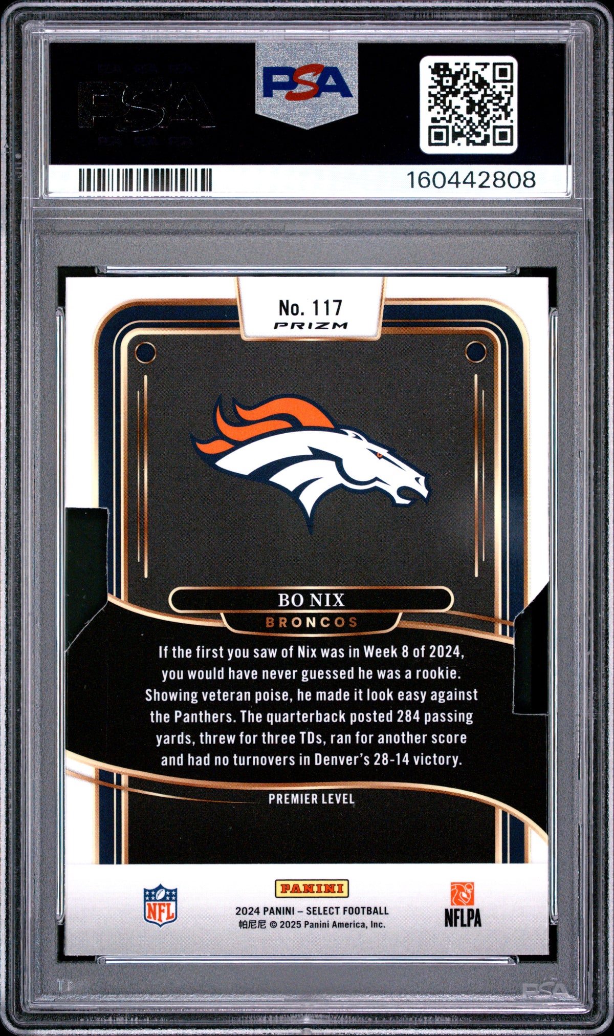 2024 Panini Select Football Bo Nix #117 Silver Die-Cut English PSA 8