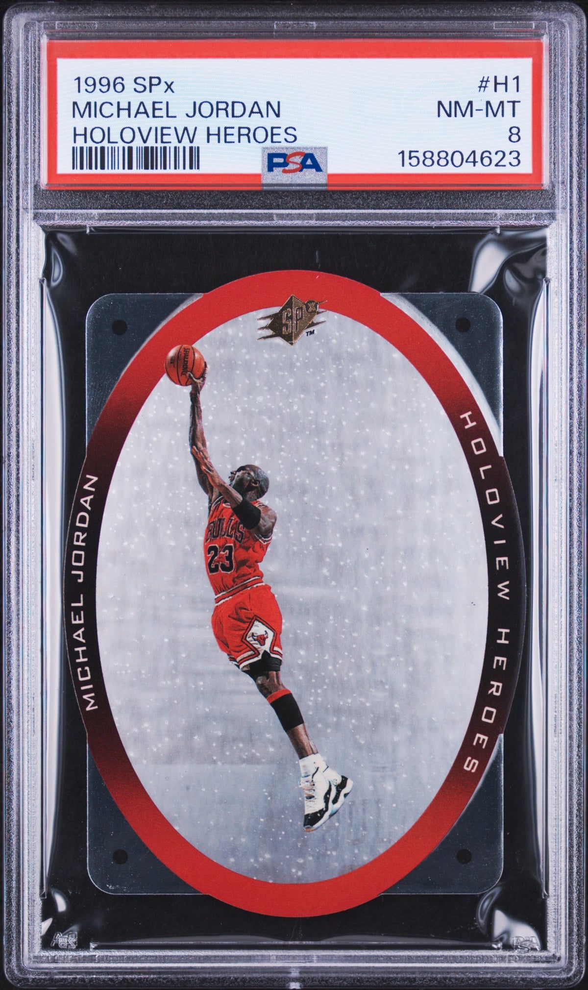 1996 SPx Basketball Michael Jordan #H1 SPx Holoview Heroes English PSA 8