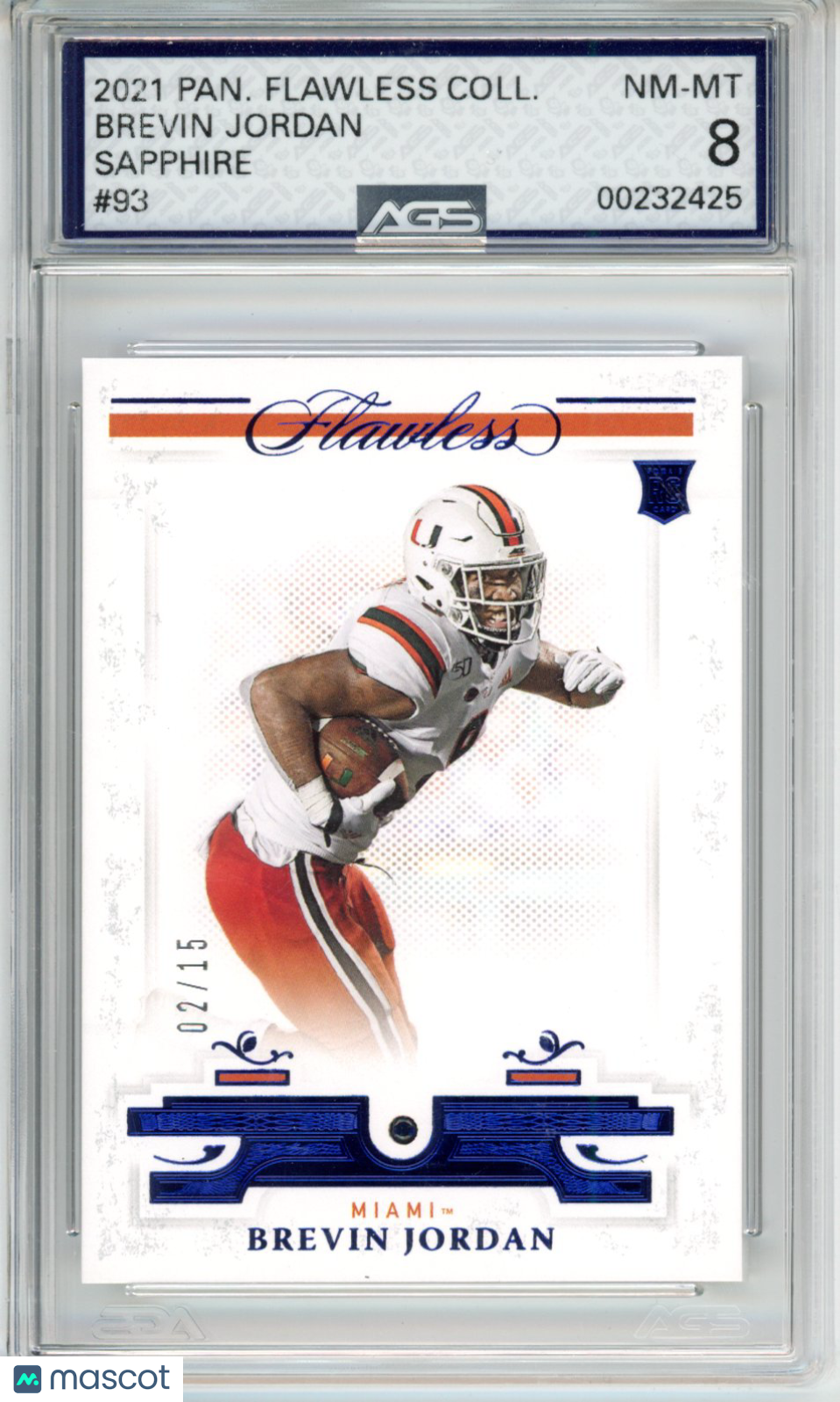 Football 2021 Panini Flawless Collegiate Brevin Jordan #093 /15 AGS 8