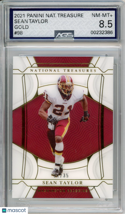 2022 Football 2021 Panini National Treasures Sean Taylor #098 /35 AGS 8.5