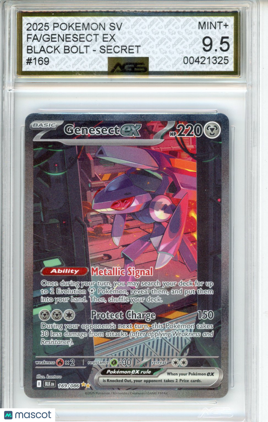 2025 Pokemon BLACK BOLT GENESECT EX #169 Unlimited AGS 9.5