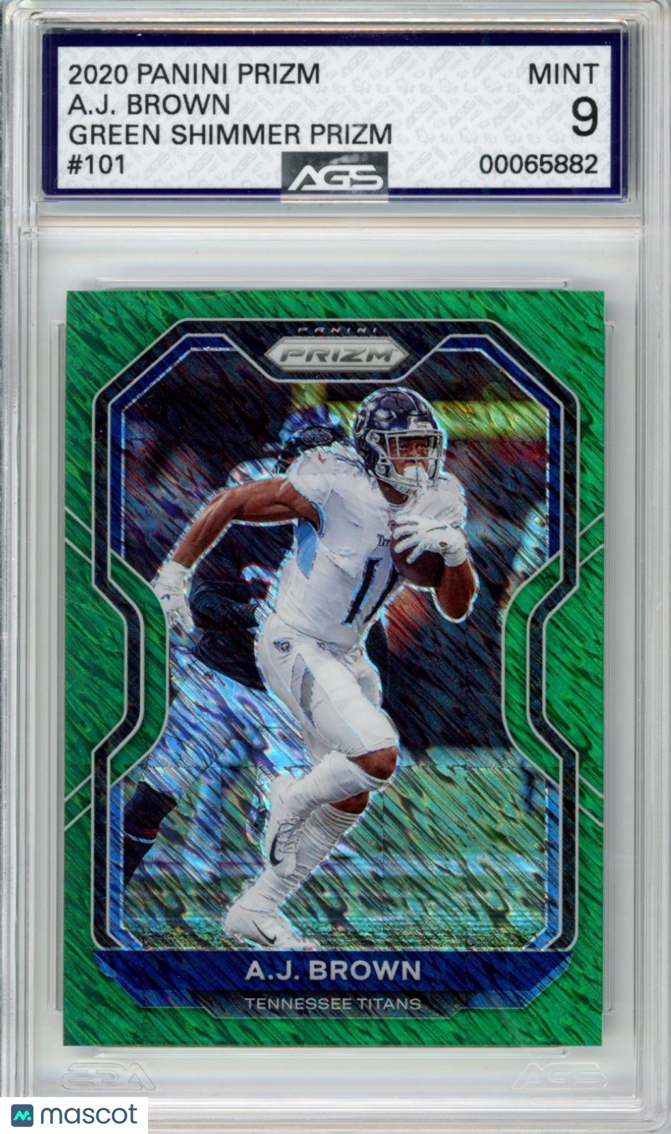 2020 Panini Prizm AJ Brown #101 Green Shimmer AGS 9