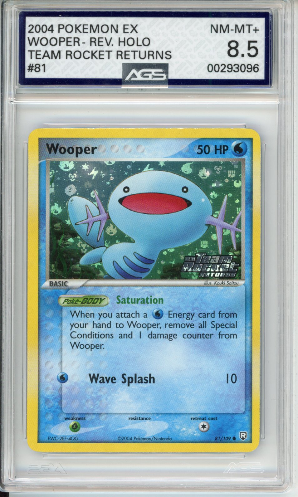 2004 EX Team Rocket Returns Wooper #81 AGS 8.5